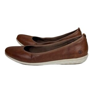 Timberland Green Stride Brown Leather Slip On Flats Size 8.5